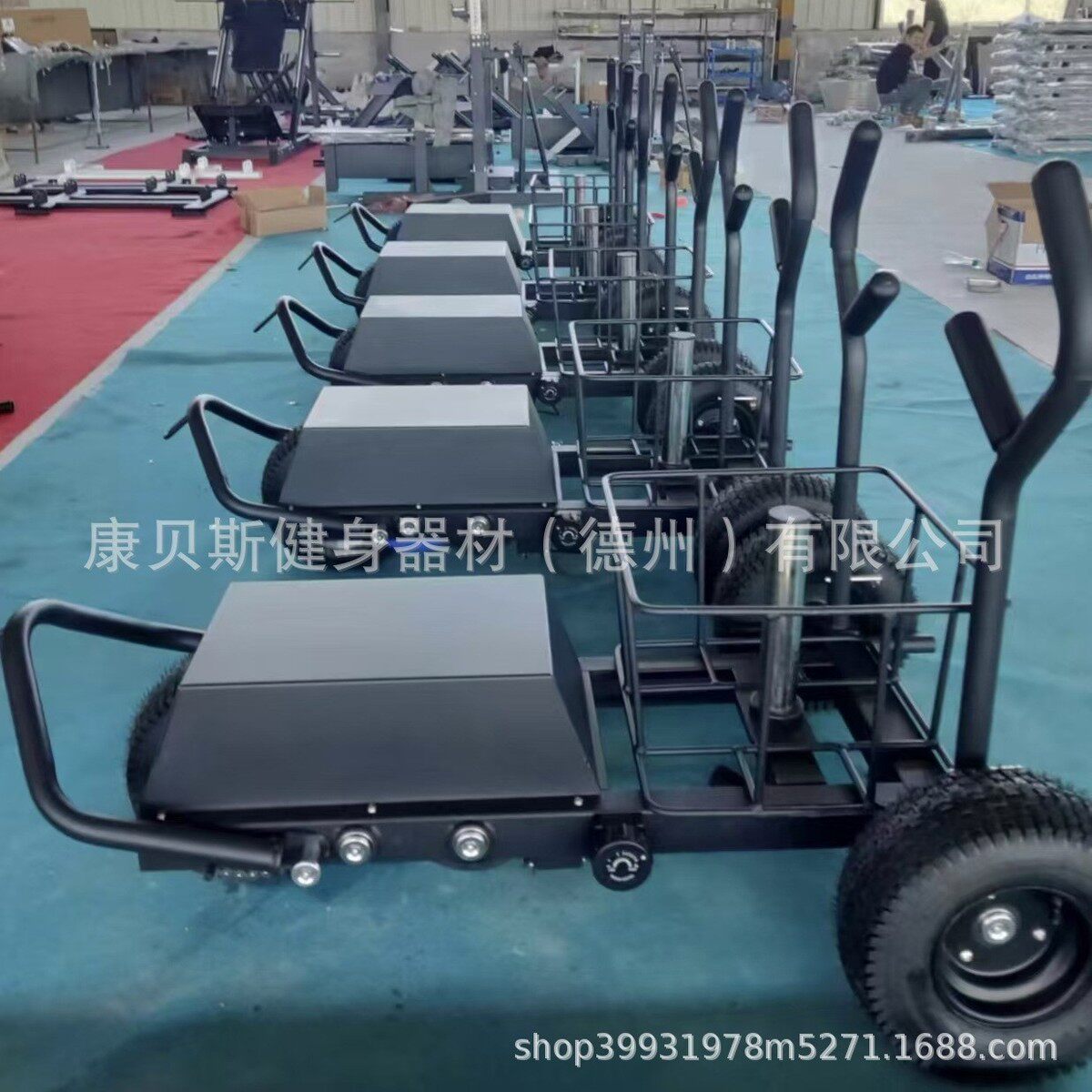 热销杠铃抗阻力坦克车负重爆发雪橇车可调商用推车带置物筐健身器