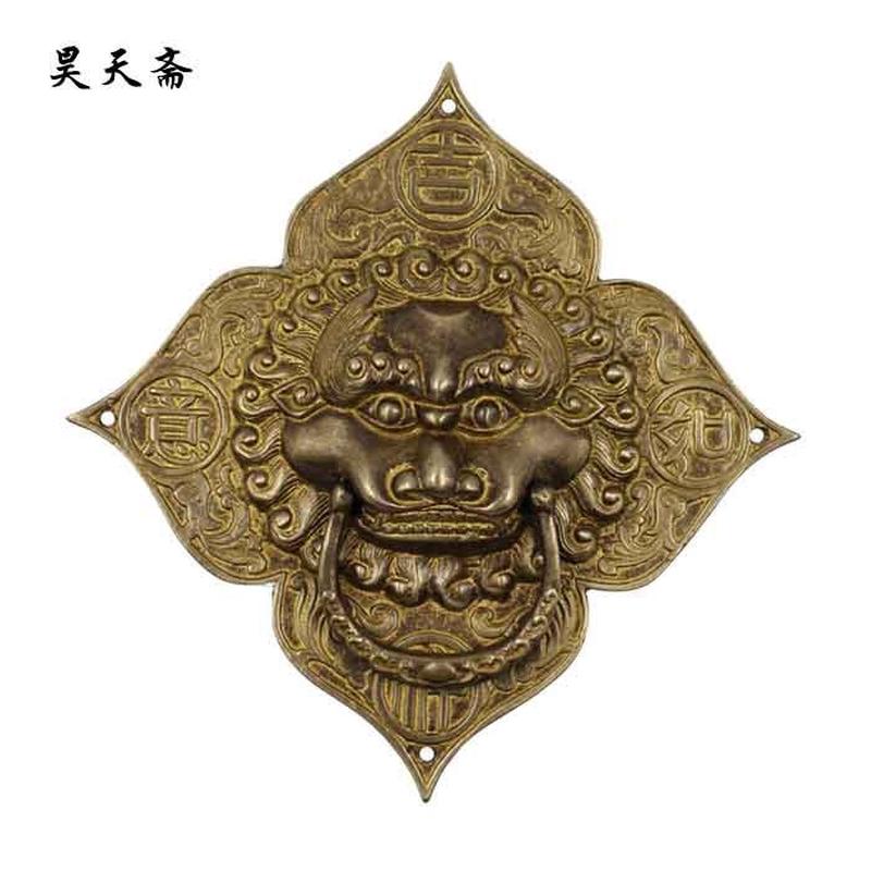 昊天斋兽铜头拉手铜狮子头寺院祠堂大门铜拉手明清仿古