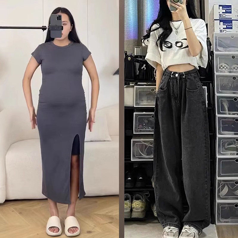 大码直筒女夏季新款微胖mm阔腿长裤学生设计感小众,女装/女士精品,大码裤装,淘宝优惠券,粉丝福利购,淘宝优惠卷