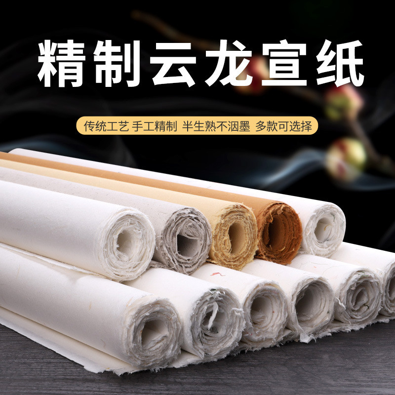 清水云龙皮纸纯手工半生半熟长纤维作品纸书法水墨画国画写意宣纸