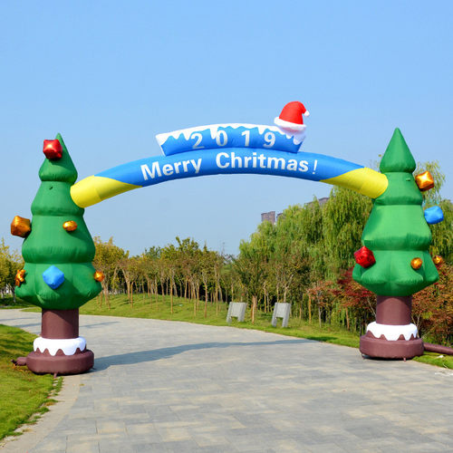 热销气模圣诞老人拱门充气节日装饰用品企业迎宾道具模型