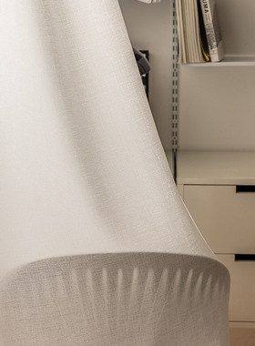 gpw5批发麻纱纱帘加厚窗纱飘窗阳台白色沙透光不透人白纱遮光挂钩