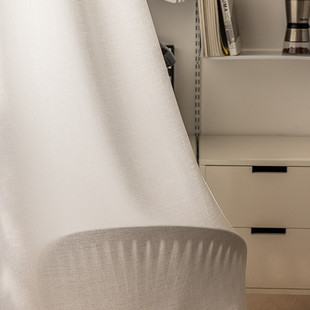 gpw5批发麻纱纱帘加厚窗纱飘窗阳台白色沙透光不透人白纱遮光挂钩