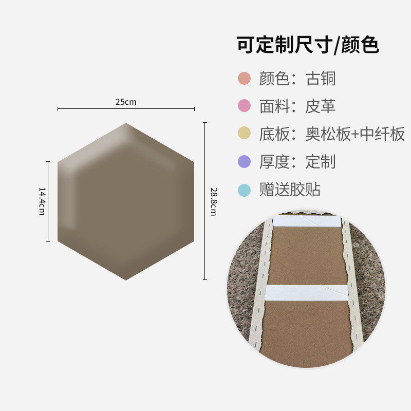 厂家定制六边形软包儿童防磕榻榻米墙围背景自粘炕床头板软包