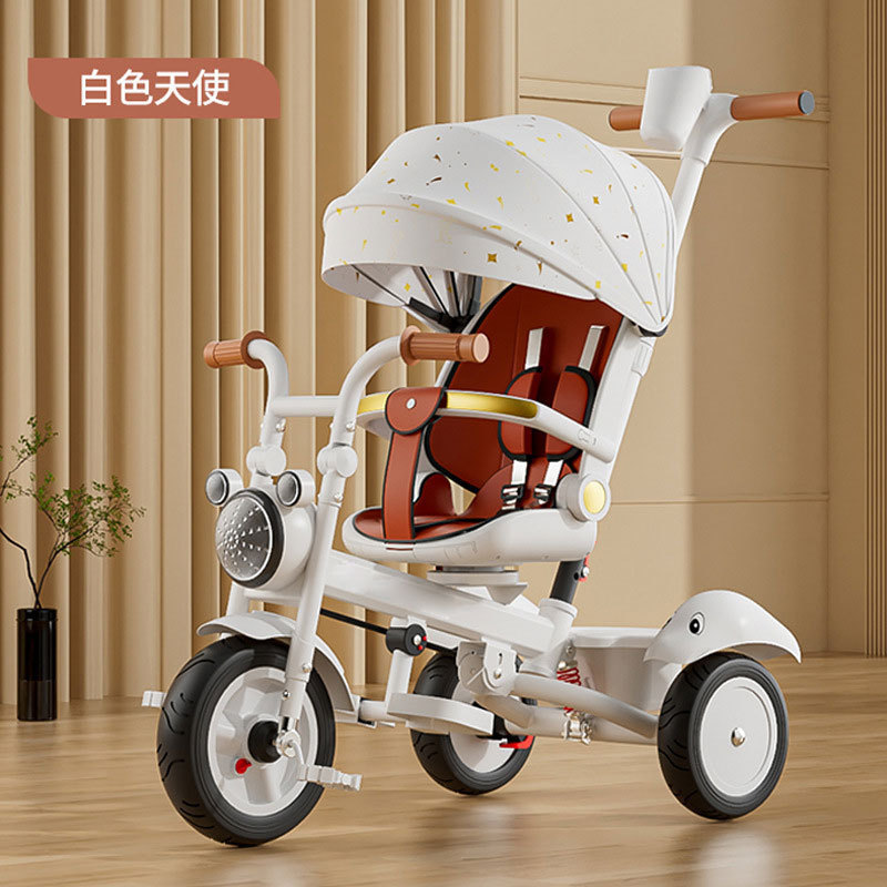 儿童三轮车宝宝手推车1-3岁婴幼儿童脚踏车音乐童车三合一遛娃车