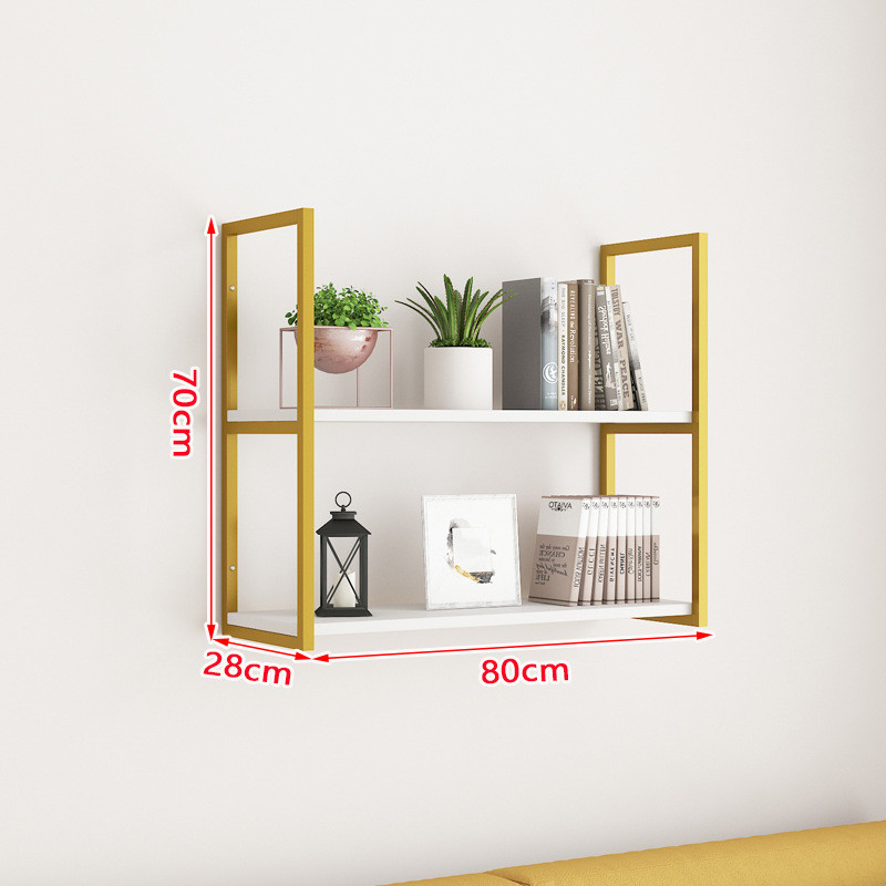 t^金色墙上置物架书架铁艺壁挂酒架多层货架简约墙面上展示架收纳