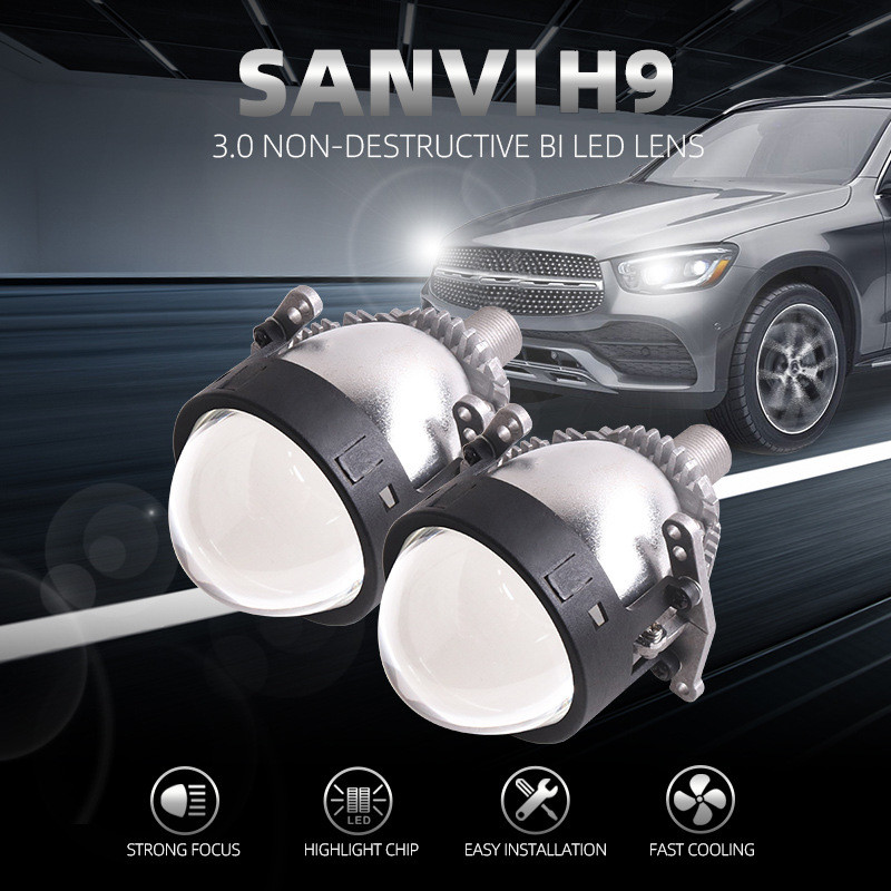 三为车灯新品3寸H9无损led双光透镜大灯55-65w5500k汽车透镜大灯