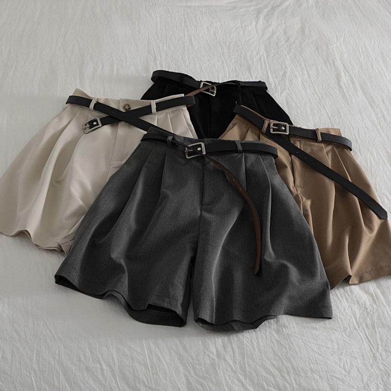 超好穿~高品质~时尚百搭半松紧腰配腰带五分阔腿裤,女装/女士精品,休闲裤,淘宝优惠券,粉丝福利购,淘宝优惠卷