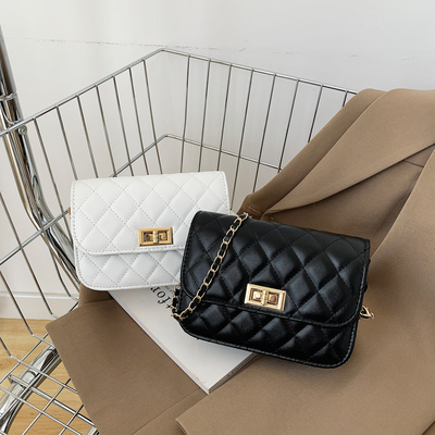 晨希小方包绣线菱格链条包