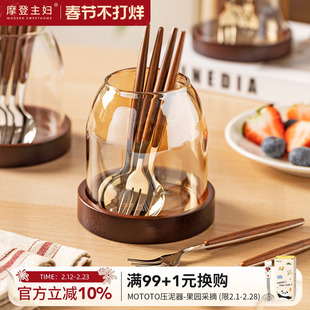 摩登主妇304不锈钢水果叉子水果签收纳罐轻奢高级感小勺子甜品叉