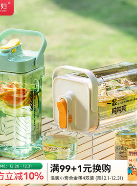 摩登主妇mototo熊猫冰箱冷水壶家用带龙头凉水壶冷泡瓶茶壶饮料桶