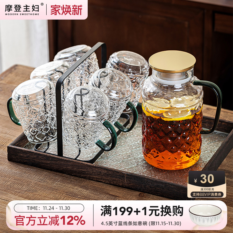 摩登主妇复古海棠花玻璃冷水壶