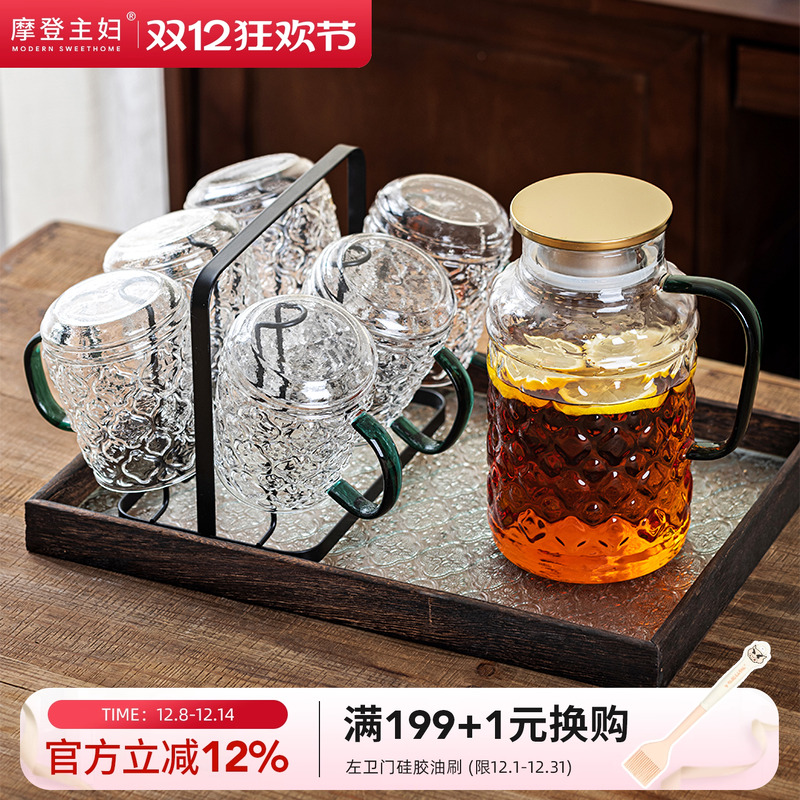 摩登主妇复古海棠花玻璃冷水壶