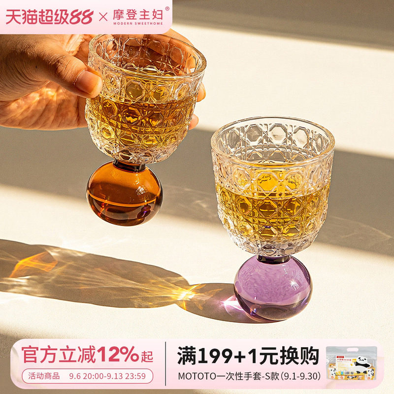 摩登主妇复古玻璃杯高脚杯甜品杯图片
