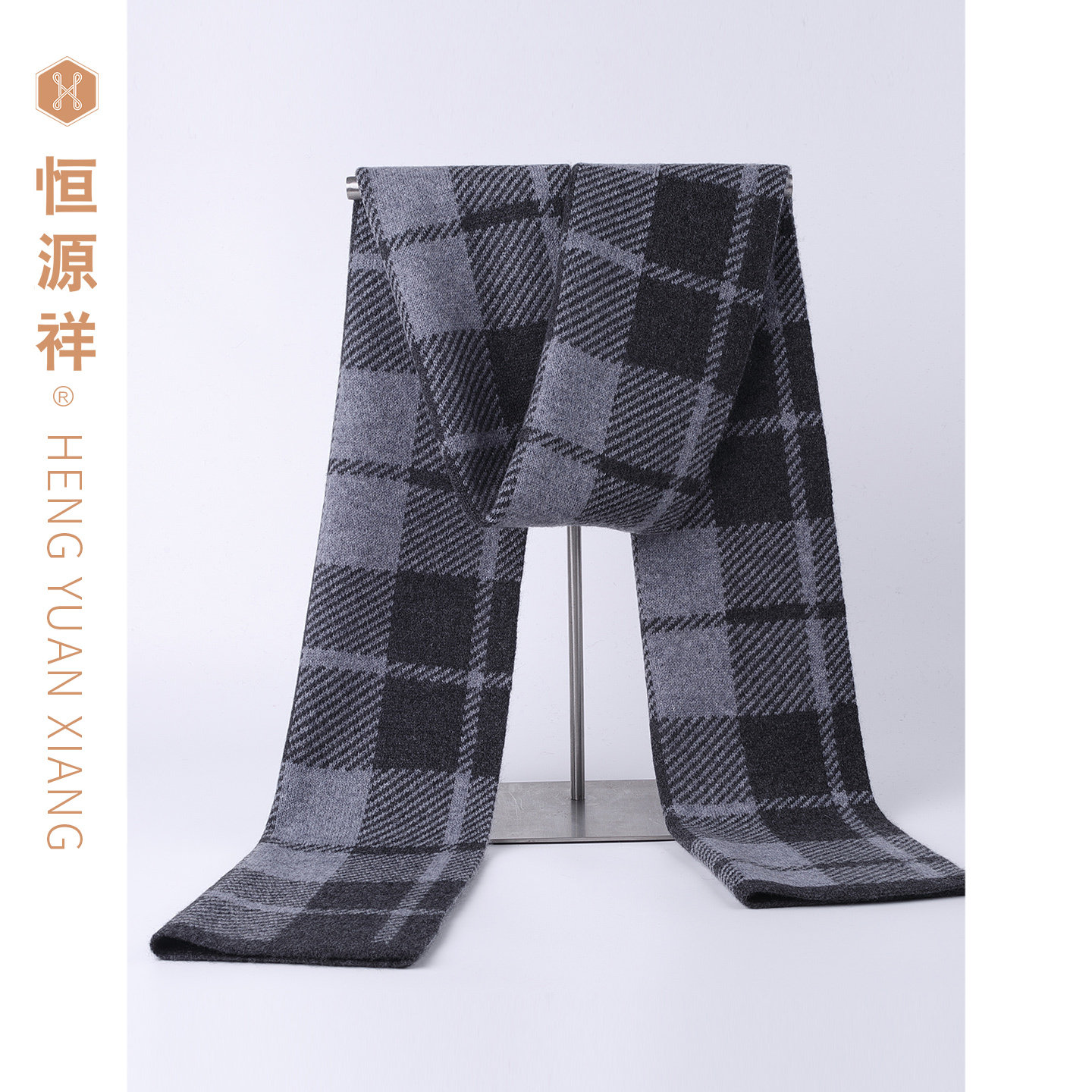 恒源祥100%山羊绒男秋冬保暖围巾
