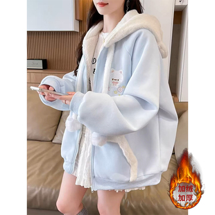 女童冬装羊羔绒外套2025新款今年流行爆款中大童加绒加厚棉服大衣