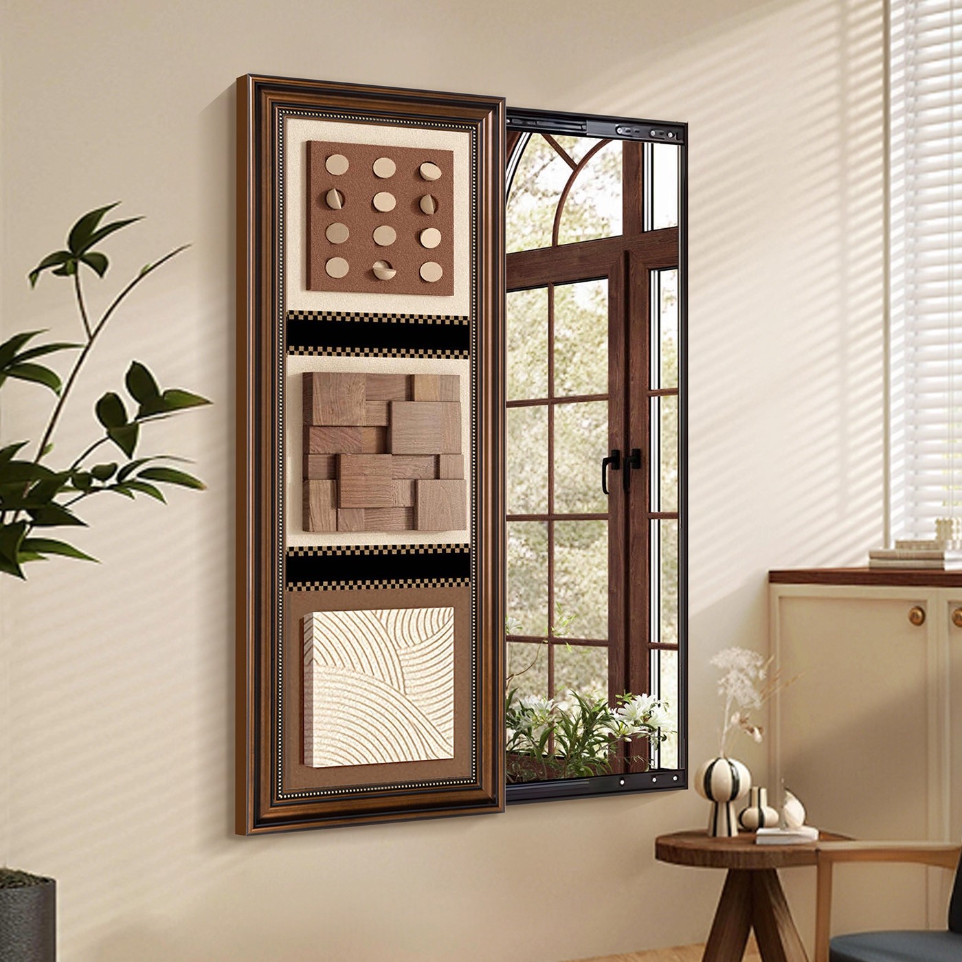 盛迪可推拉全身镜立体实木