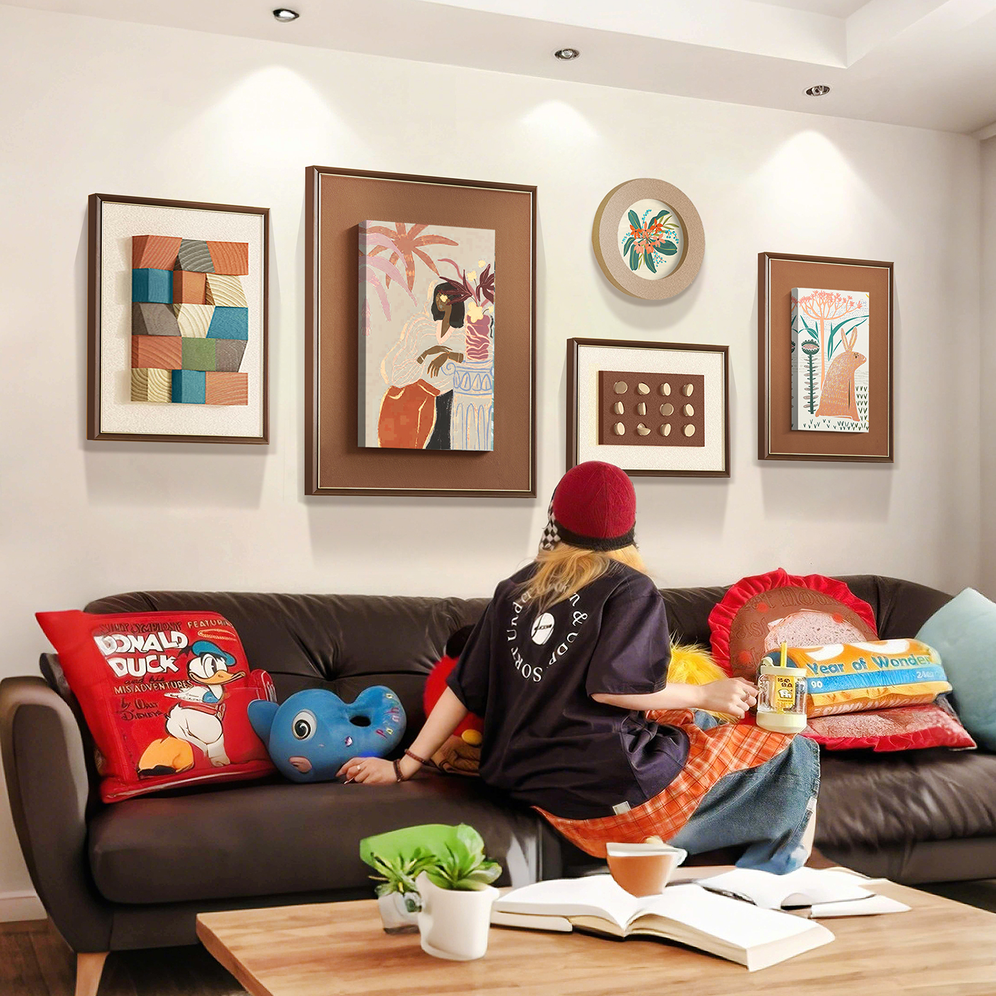 盛迪客厅挂画立体实木孟菲斯风格