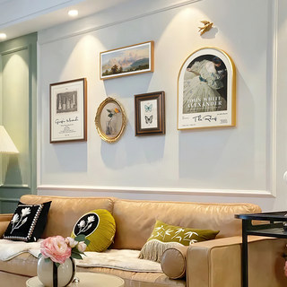 法式装饰画客厅中古风沙发背景墙挂画小众艺术美式壁画组合欧式