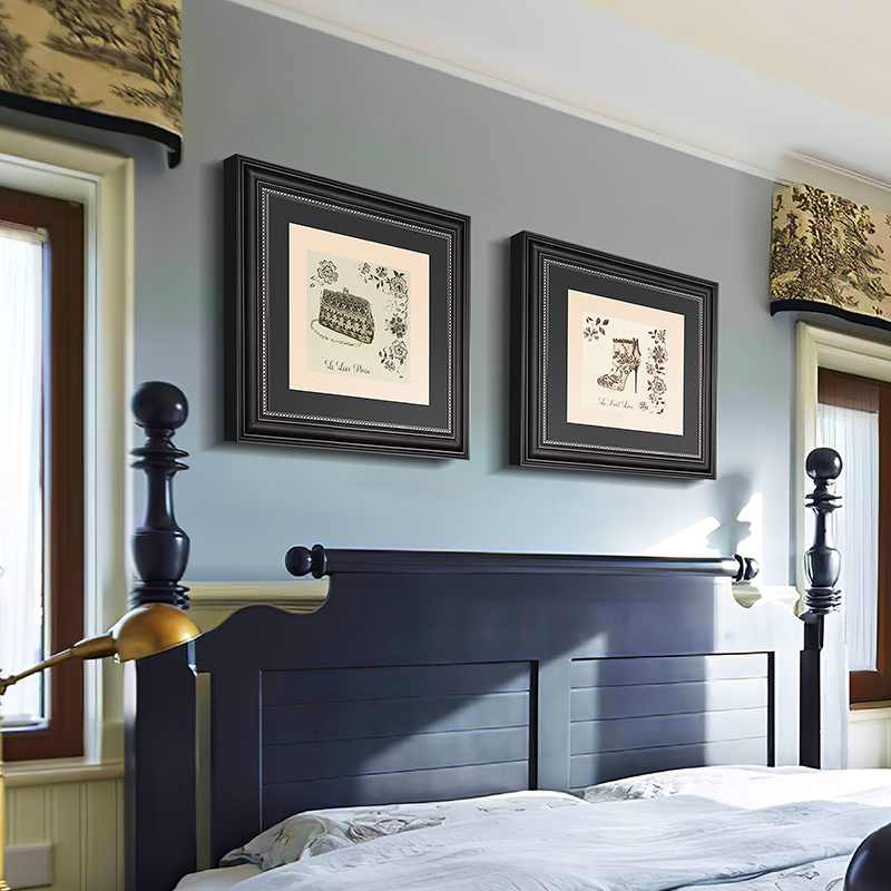 现代美式主卧床头装饰画复古客厅沙发背景墙壁画欧式高档卧室壁画图片