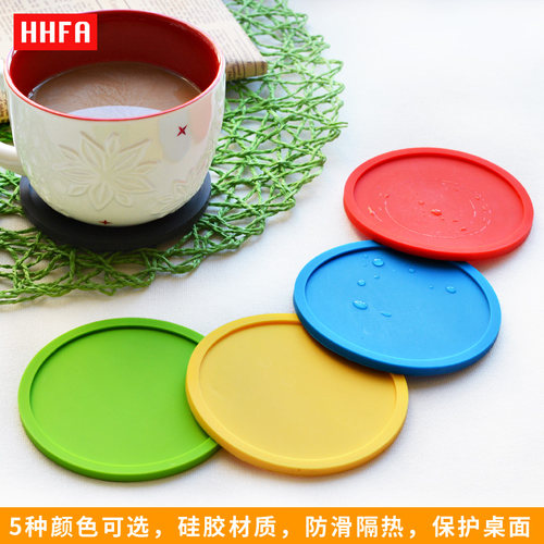 hhfa创意圆形硅胶杯垫加厚茶杯垫