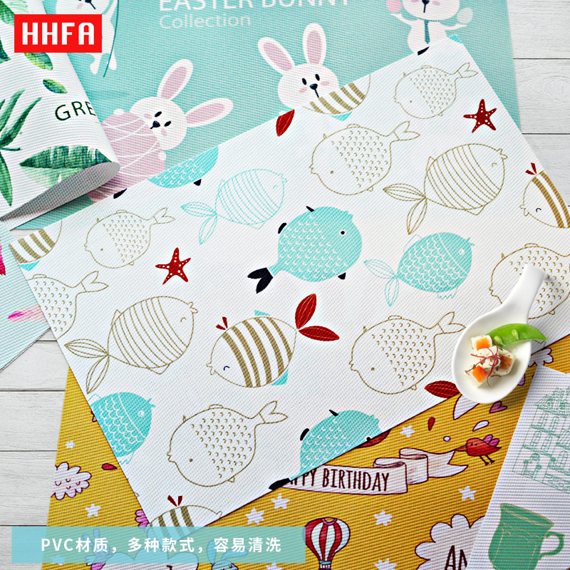 hhfa长方形pvc餐桌垫防滑隔热垫