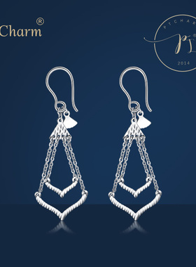 Pt．Charm铂金耳环女款个性不规则几何耳饰潮正品pt950白金耳钉