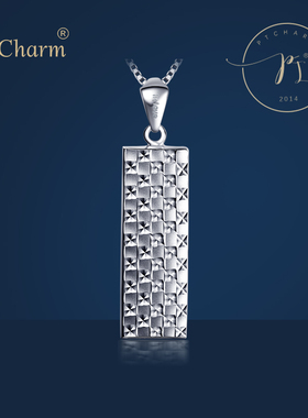 Pt.Charm 铂金吊坠pt950白金项坠男女款挂坠方形吊牌正品简约大气