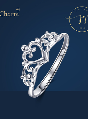 Pt.Charm 铂金戒指pt950白金女士款活口指环正品个性时尚公主皇冠