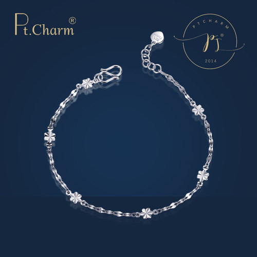 铂金手链Pt．Charm白金小花首饰