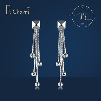 Pt.Charm 铂金耳钉白金耳环pt950耳线女士款耳饰正品耳坠耳圈耳扣