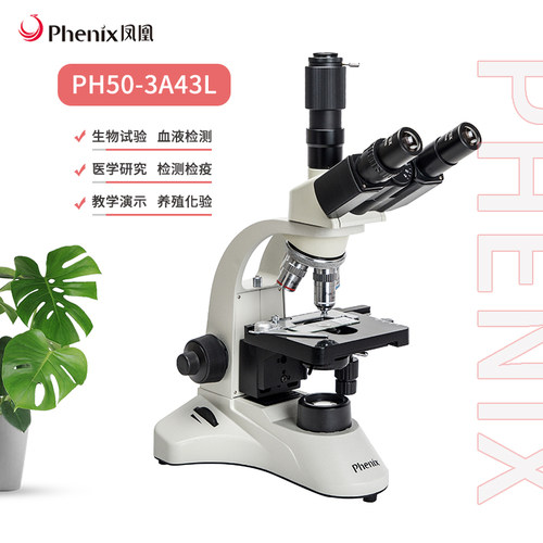 凤凰光学专业三目家用生物显微镜