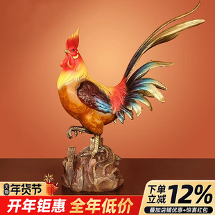 铜鸡摆件纯黄铜公鸡万事大吉招财金鸡吉祥物摆设工艺品家居装饰品