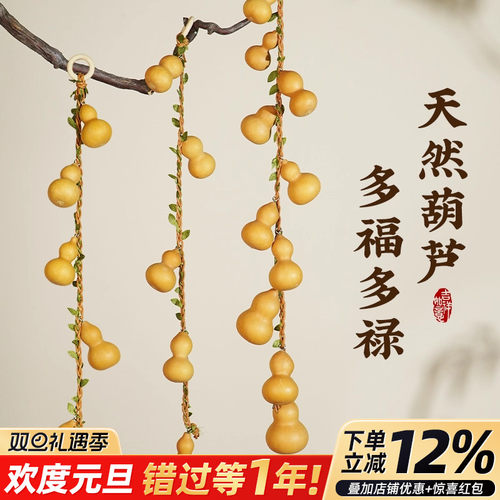 天然葫芦挂件真葫芦串门对门家居挂饰藤编挂绳客厅入户门装饰工艺