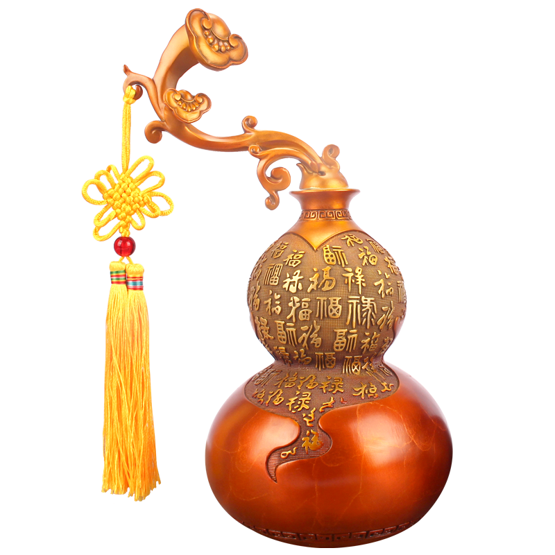 彩铜葫芦摆件铜客厅玄关公司办公室送人礼品礼物卧室大号工艺品