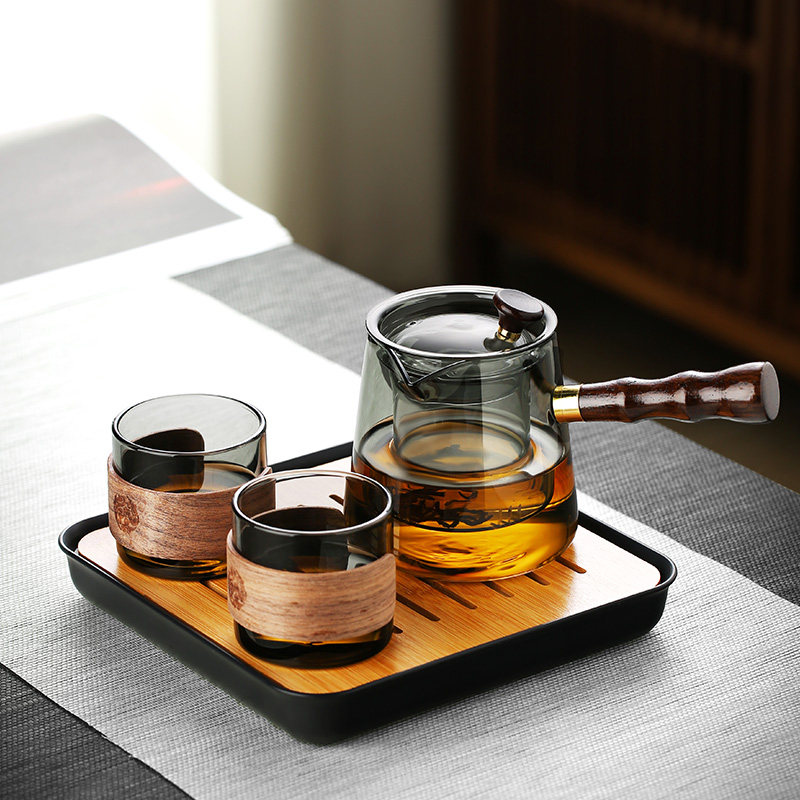 侧把壶煮茶器玻璃泡茶壶家用耐高温功夫茶具简约套装一人饮办公室