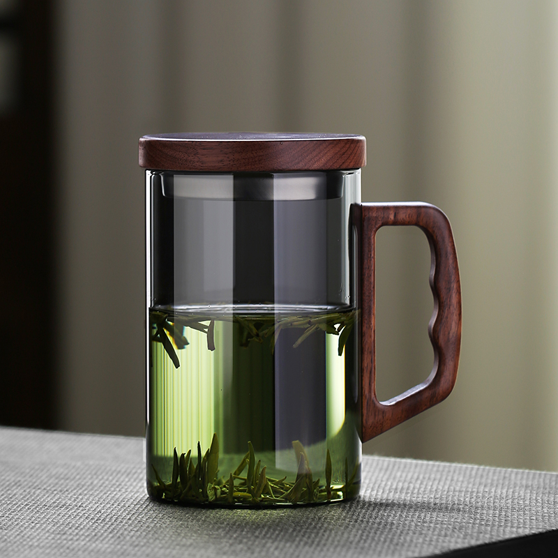 玻璃杯茶杯耐高温单杯喝水泡茶杯过滤办公室个人水杯男士杯子日式