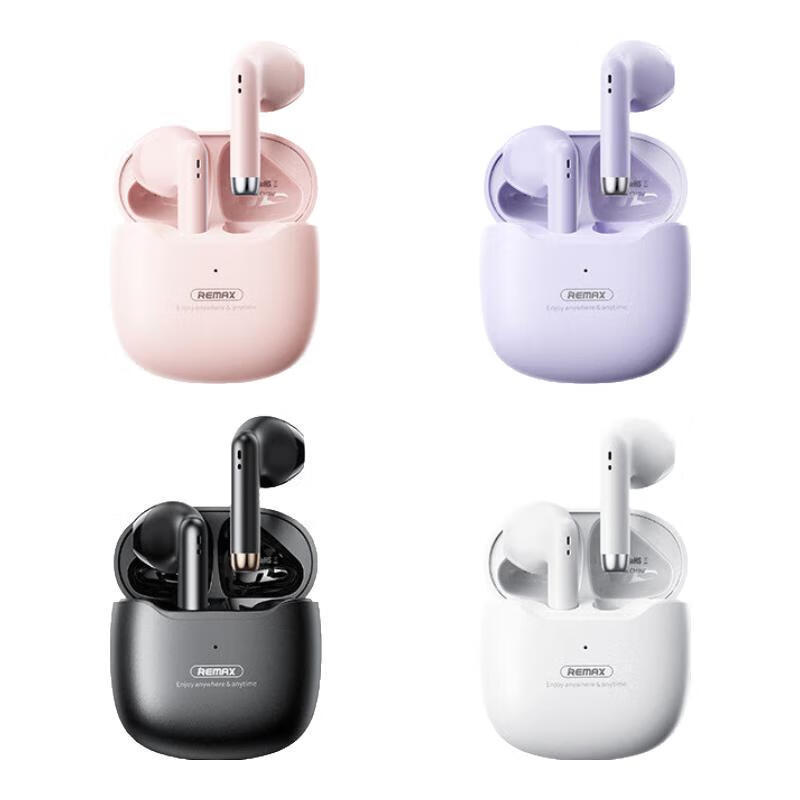 新款 睿量TWS-19蓝牙耳机棉花糖真无线黑色后挂式半入耳式简约风