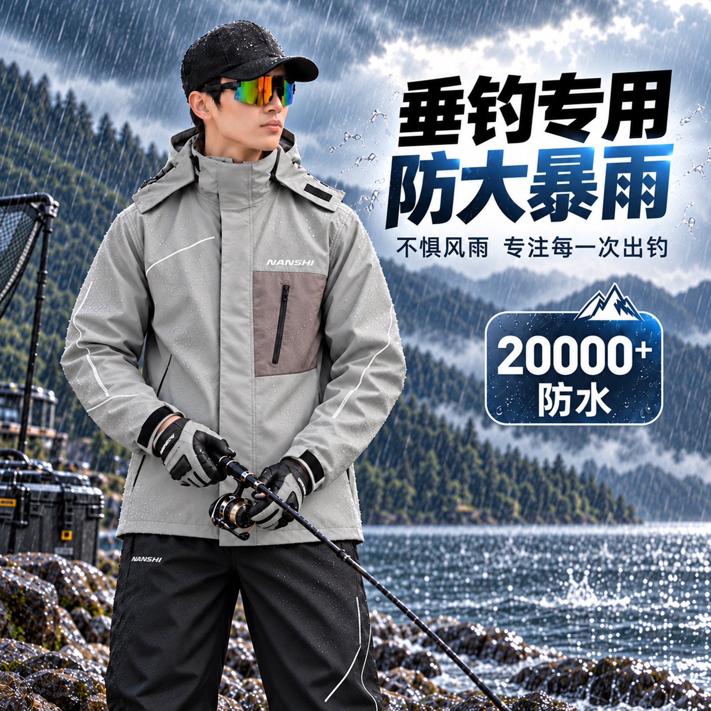 蓝狮户外钓鱼专用雨衣2026新款成人外穿单人全身防暴雨分体式套装