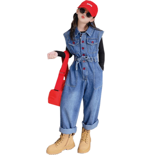 牛仔连体裤亲子装女童春秋2026新款连体衣背带牛仔裤夏季母女套装