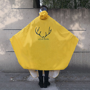 黄色雨衣女士小电动车自行车雨披电瓶车时尚可爱韩国学生单人骑行