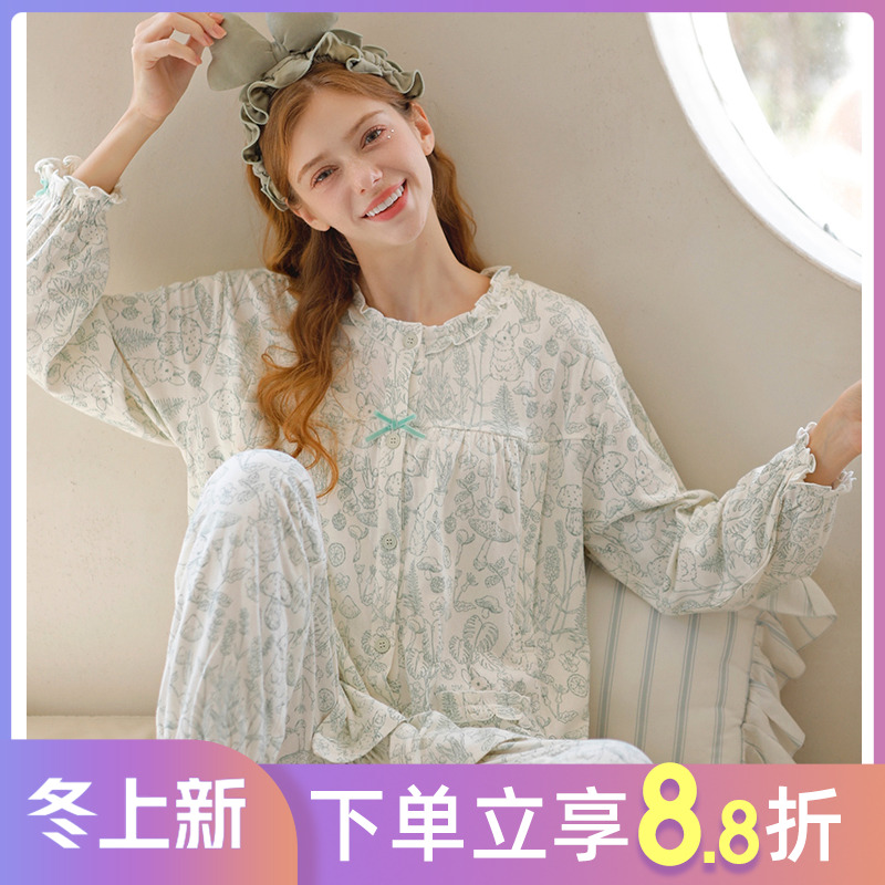 月子服纯棉四季孕妇哺乳睡衣