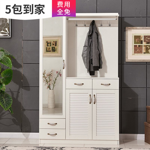 怡非百叶门鞋柜简约穿衣镜挂衣架