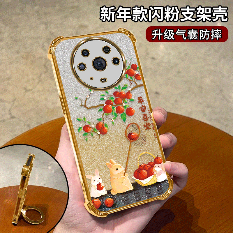 苹安喜乐适用荣耀Magic3Pro四角防摔手机壳透明清新质感保护套新款可爱全包防摔卡通彩绘