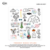 ins风个性 想自由 韩系彩绘涂鸦设计手绘彩色纹身贴多巴胺个性