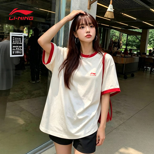 李宁t恤女短袖休闲透气运动服