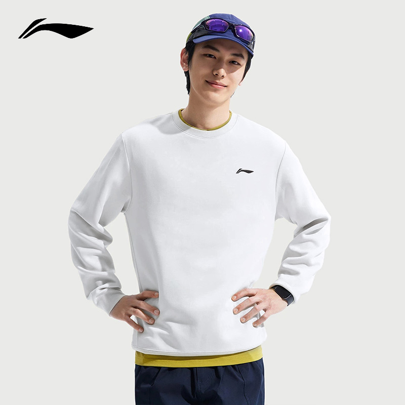 李宁卫衣男士2025秋季新款情侣圆领时尚简约宽松长袖上衣运动服