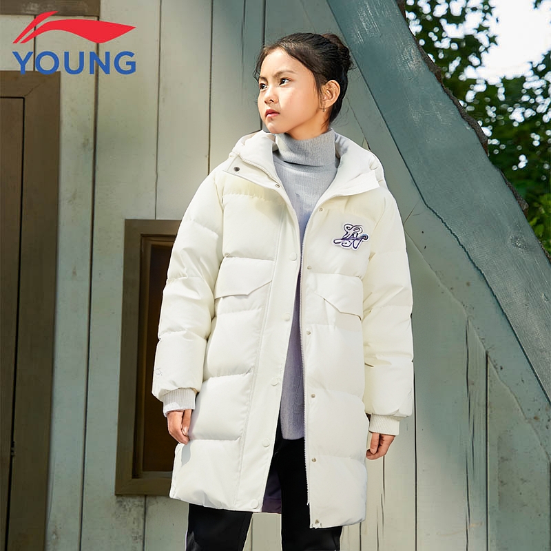 李宁儿童羽绒服女大童鸭绒外套