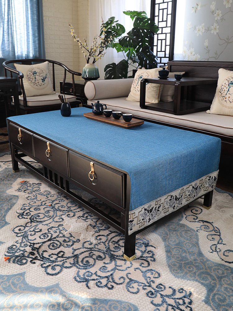 新中式茶几桌布禅意实木茶桌布长方形布艺盖巾客厅台布轻奢高级感