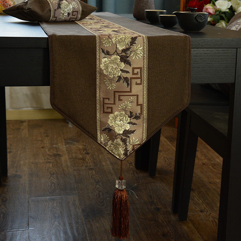 新中式禅意现代简约长条轻奢桌旗